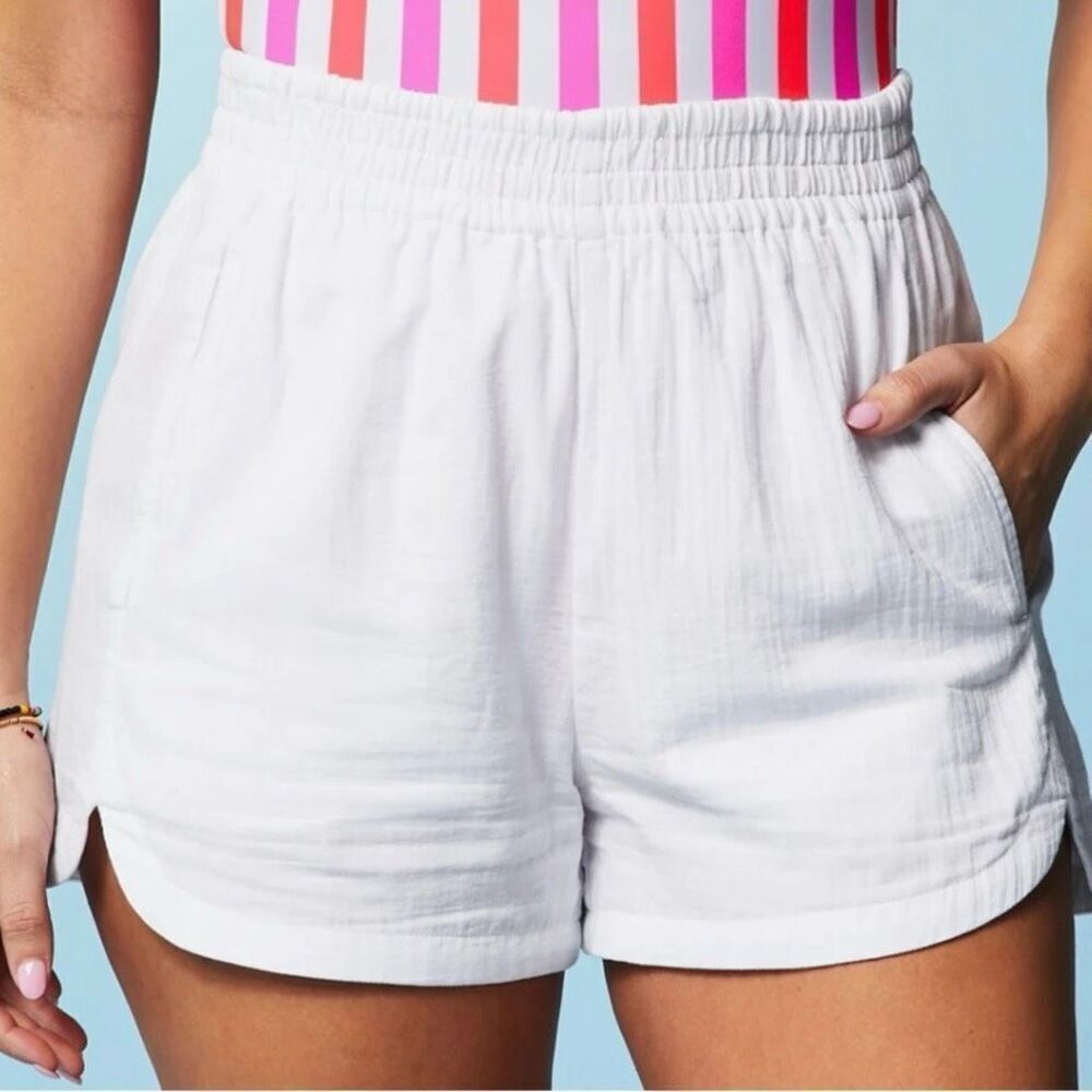 Fabletics Large Cotton Voile High Waisted White Short - Picture 1 of 9
